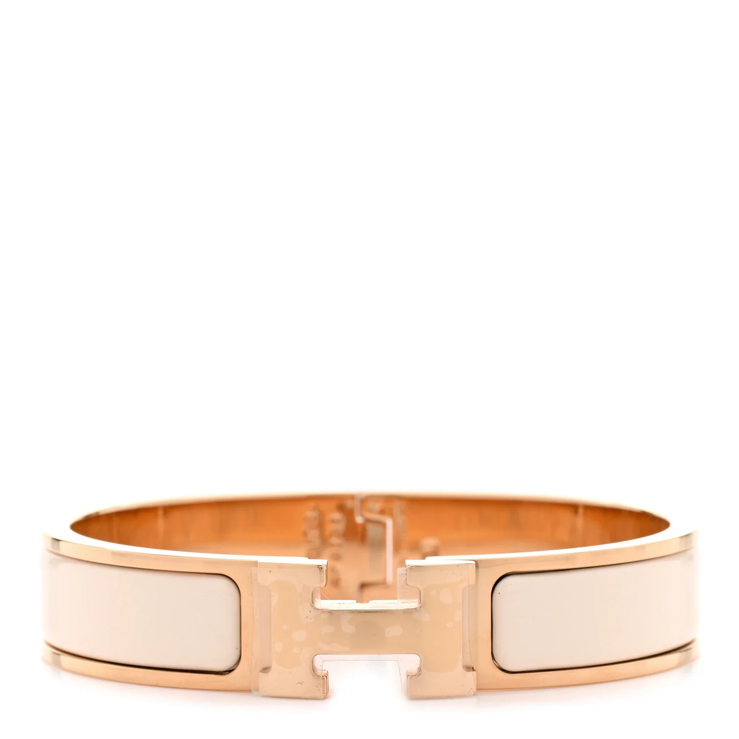 HERMES Enamel Narrow Clic Clac H Bracelet PM Creme | FASHIONPHILE (US)