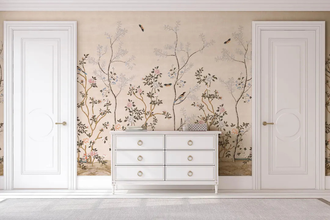 Giverny | Blush Chinoiserie Wallpaper Mural - Etsy | Etsy (US)