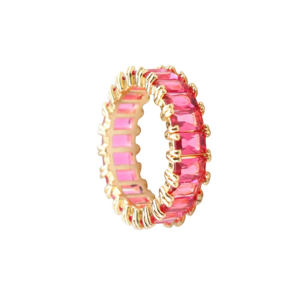 Fuqimanman2020 Cubic Zirconia Emerald Cut Eternity Ring Colorful Eternity Rainbow Ring Multi Colo... | Amazon (US)