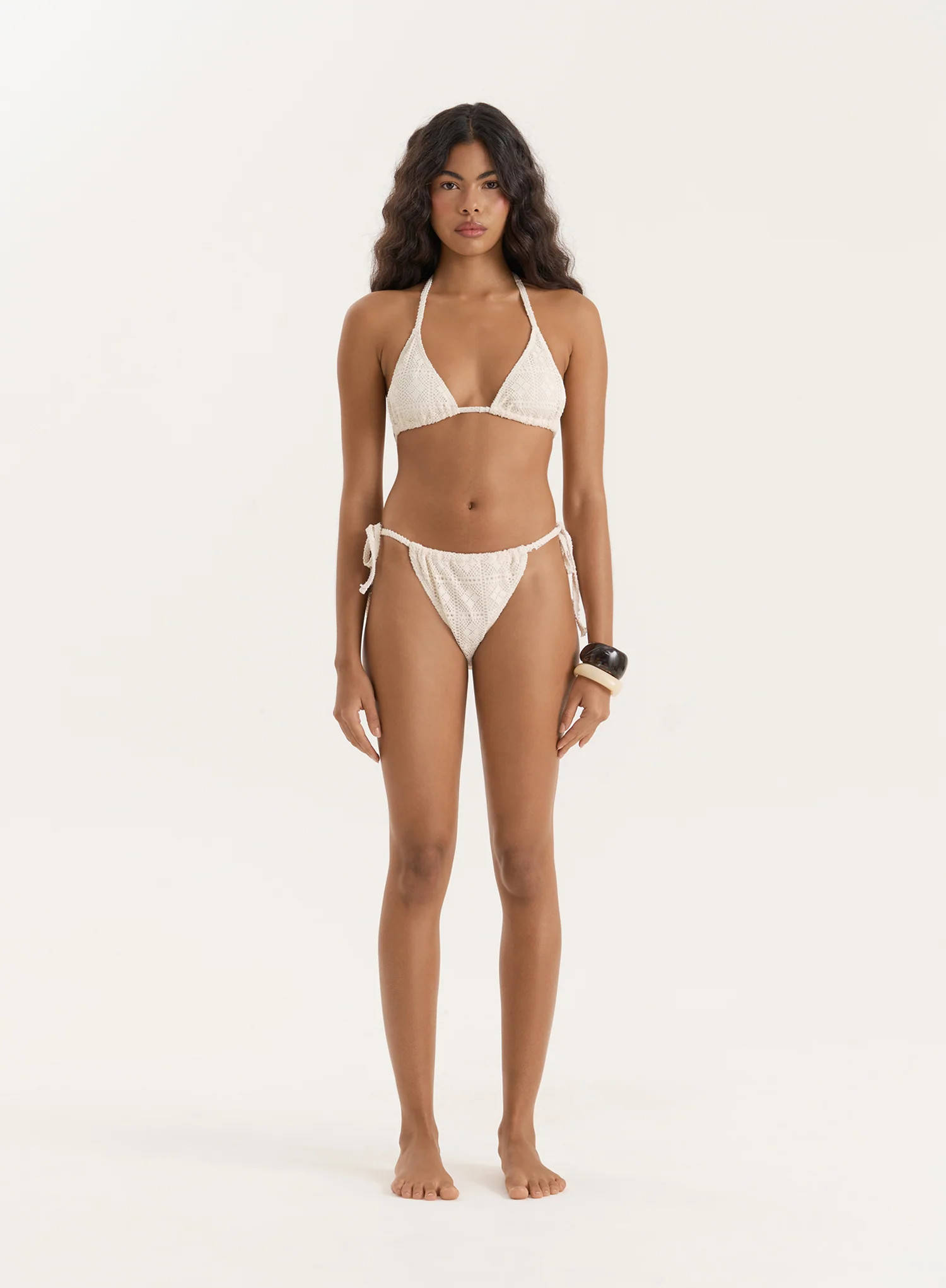 Cream Crochet Tie Side Bikini Bottom- Jojo | 4th & Reckless