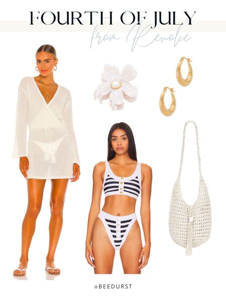 4th of July vacation outfit, red white and blue beach look for the 4th, blue and white swimsuit for the 4th of July, 4th of July beach look from Revolve, Revolve vacation look

#LTKswim #LTKSeasonal #LTKitbag