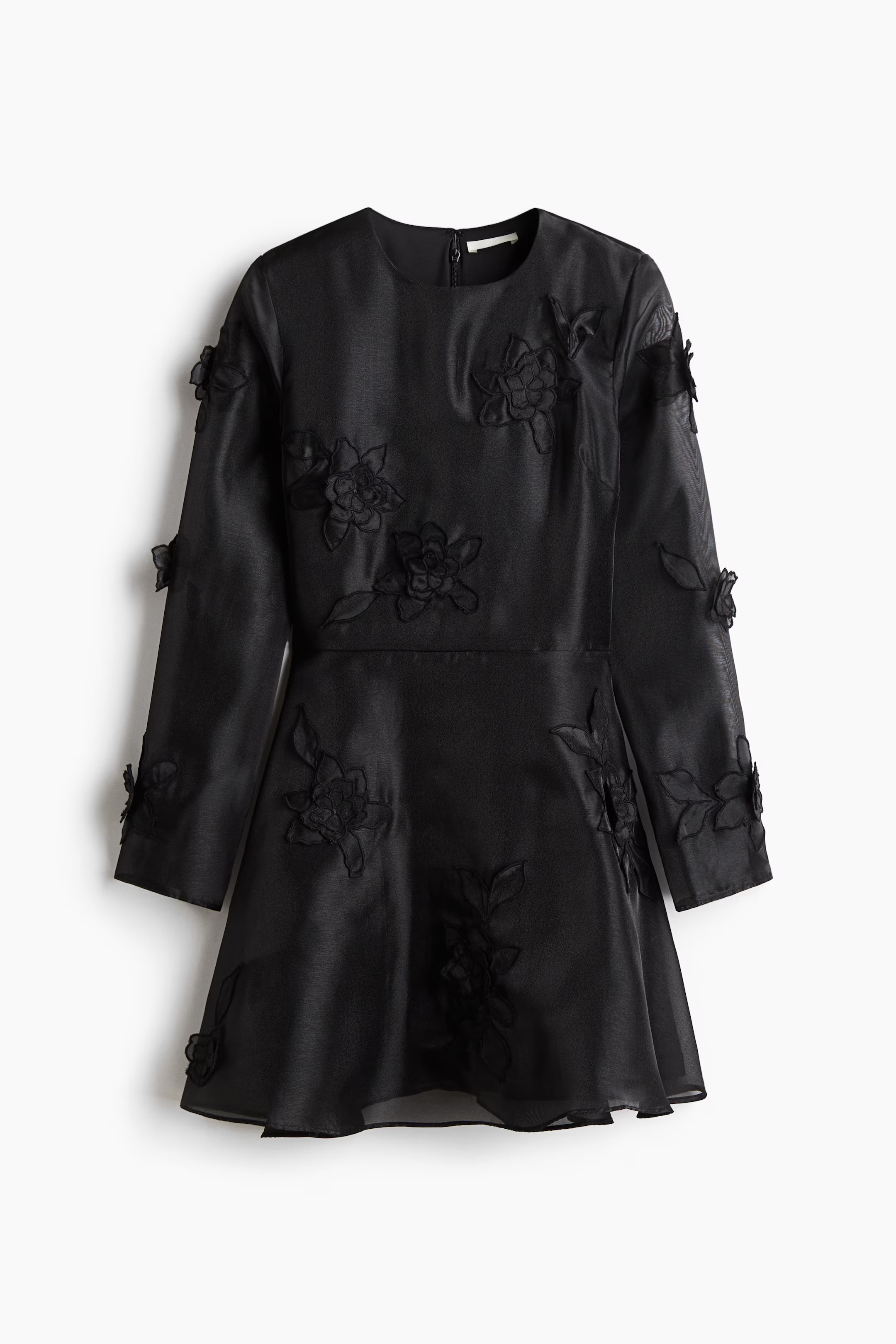 Jurk van organza met applicaties - Zwart - DAMES | H&M NL | H&M (DE, AT, CH, NL, FI)
