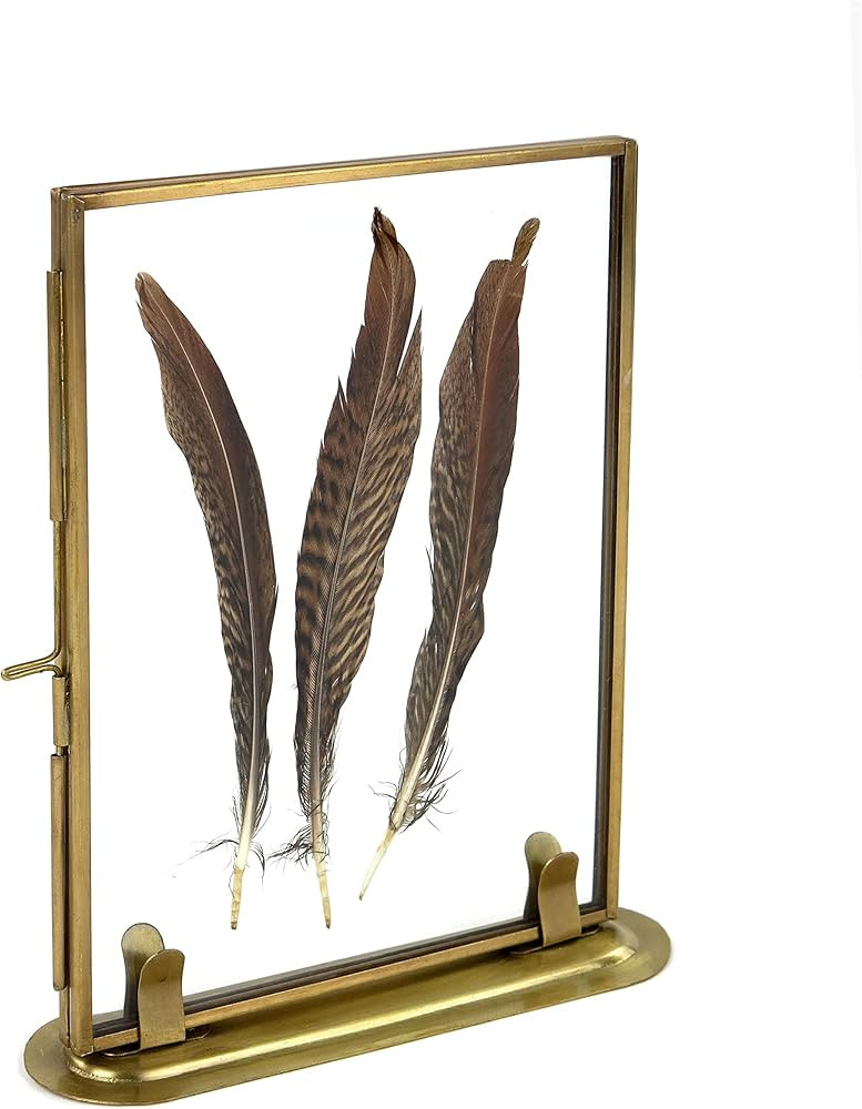 5x7 Gold Picture Frame, Brass Floating Frames Glass Metal w/Stand Base, Photo Display for Home We... | Amazon (US)