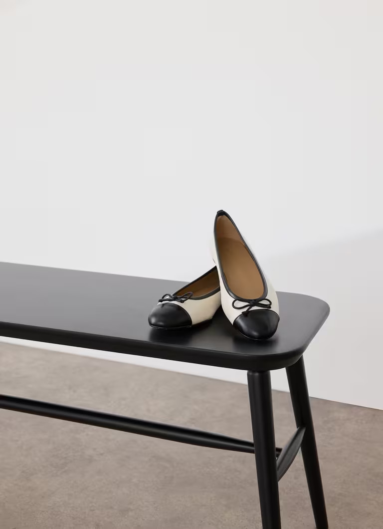Kara White And Black Leather Toe Cap Ballet Flats | L.K. Bennett (UK)