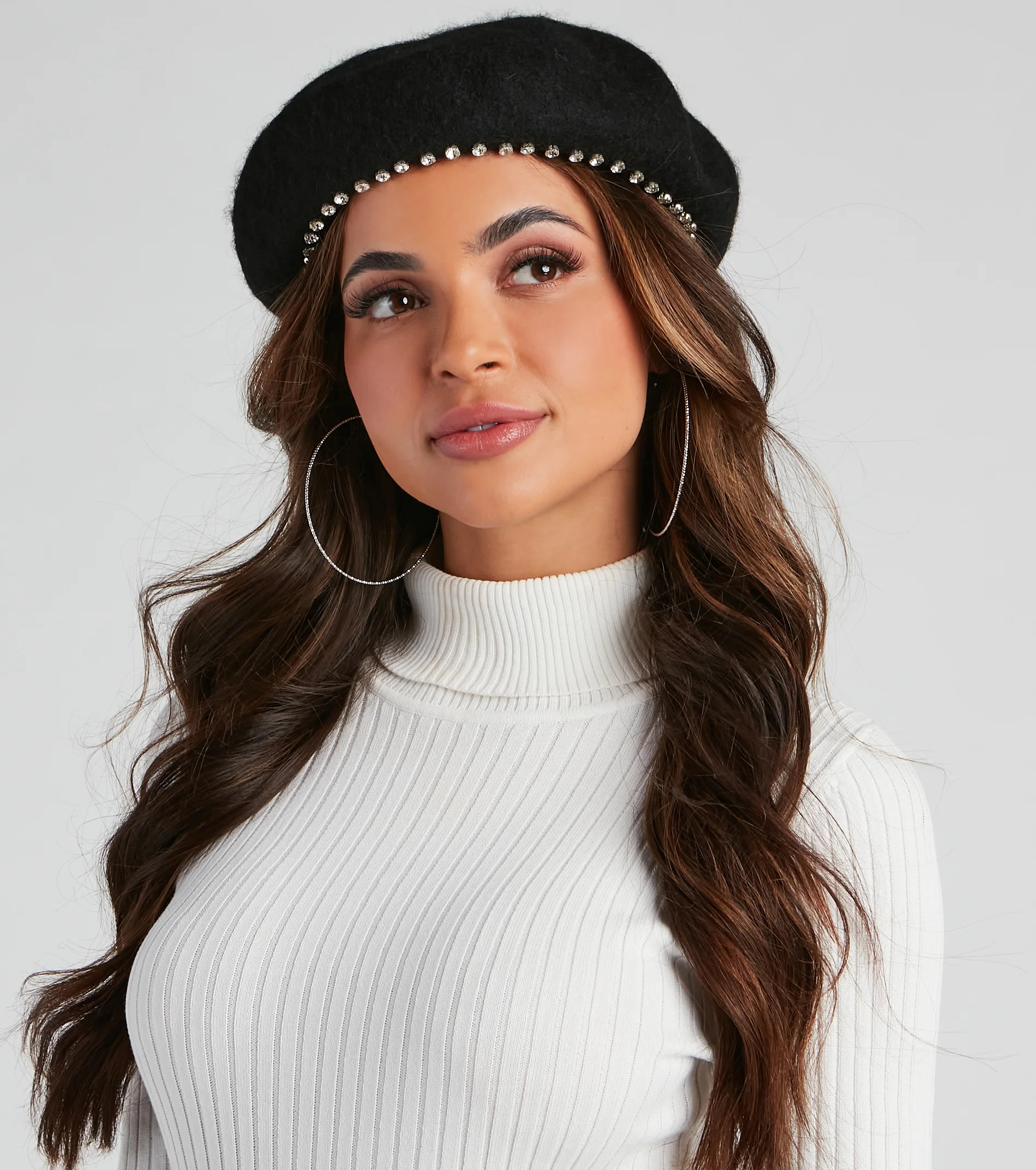 Modern Girl Rhinestone Trim Beret | Windsor Stores