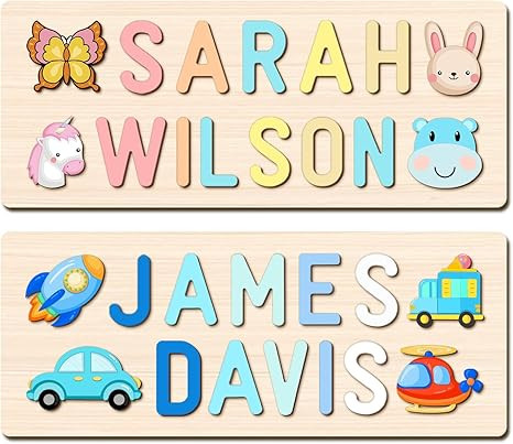 Name Puzzle Baby Gifts for Girl Boy, First Baby Toddler Christmas Birthday Gift, Toddler Toys Mon... | Amazon (US)