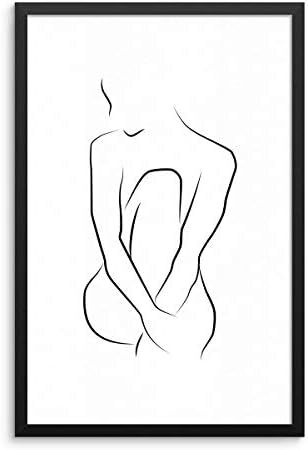 Nude Woman Sketch, Female Body Art, Modern Nude Line Drawing, Naked Lady Poster, Sexy Wall Decor, Bl | Amazon (US)