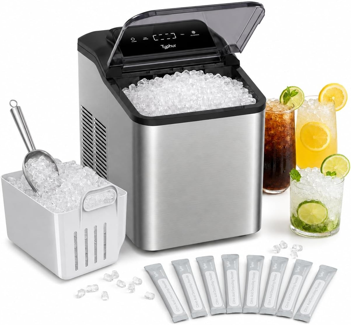 Typhur Nugget Ice Maker Countertop, 35lbs/24H, Self-Cleaning Pump, Silver | Amazon (US)