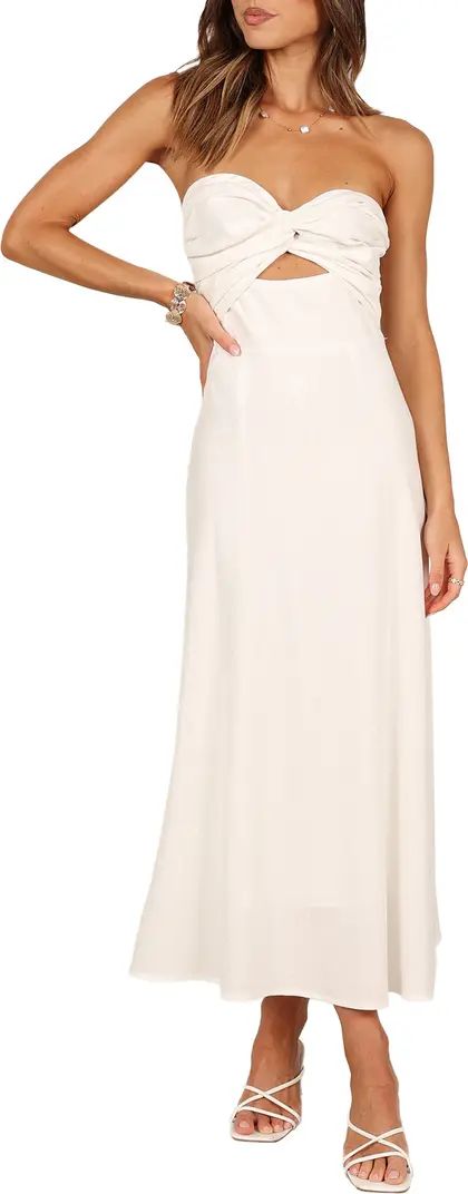 Rosetta Cutout Cotton & Linen Strapless Dress | Nordstrom