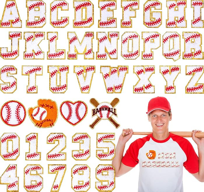 Chunyin 40 Pcs Baseball Patches Self Adhesive Chenille Letter Number Iron on Patches Embroidered ... | Amazon (US)