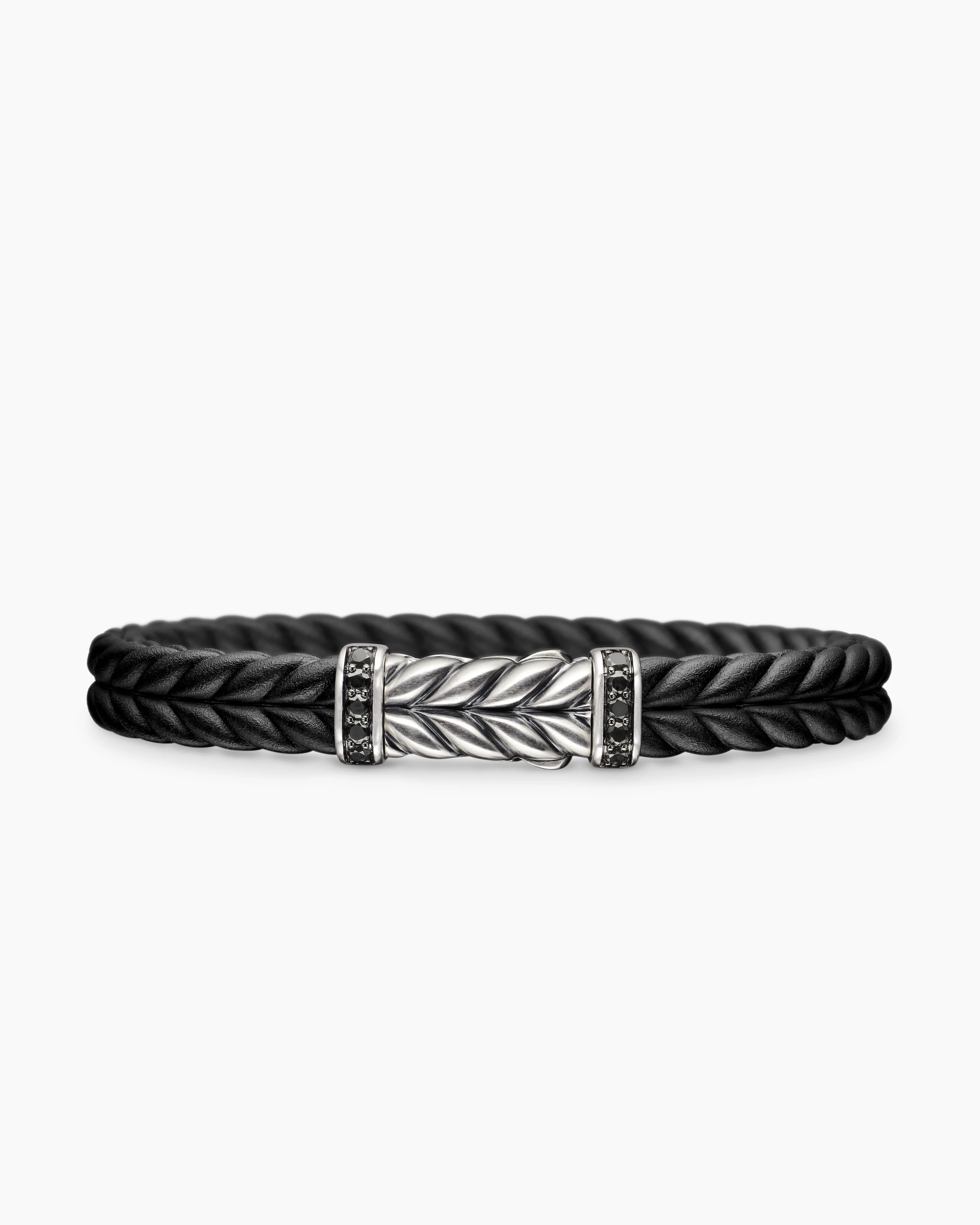 David Yurman | Chevron Rubber Bracelet with Sterling Silver, 9mm | David Yurman
