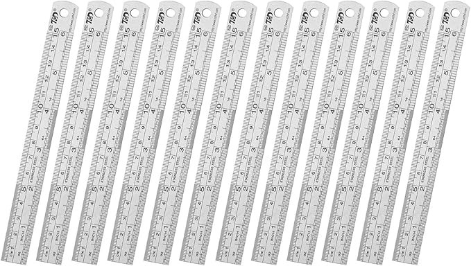 Ruler Metal Straight Edge Ruler Stainless Steel Ruler 6 Inch Ruler Set Rulers Bulk 12 Pack | Amazon (US)