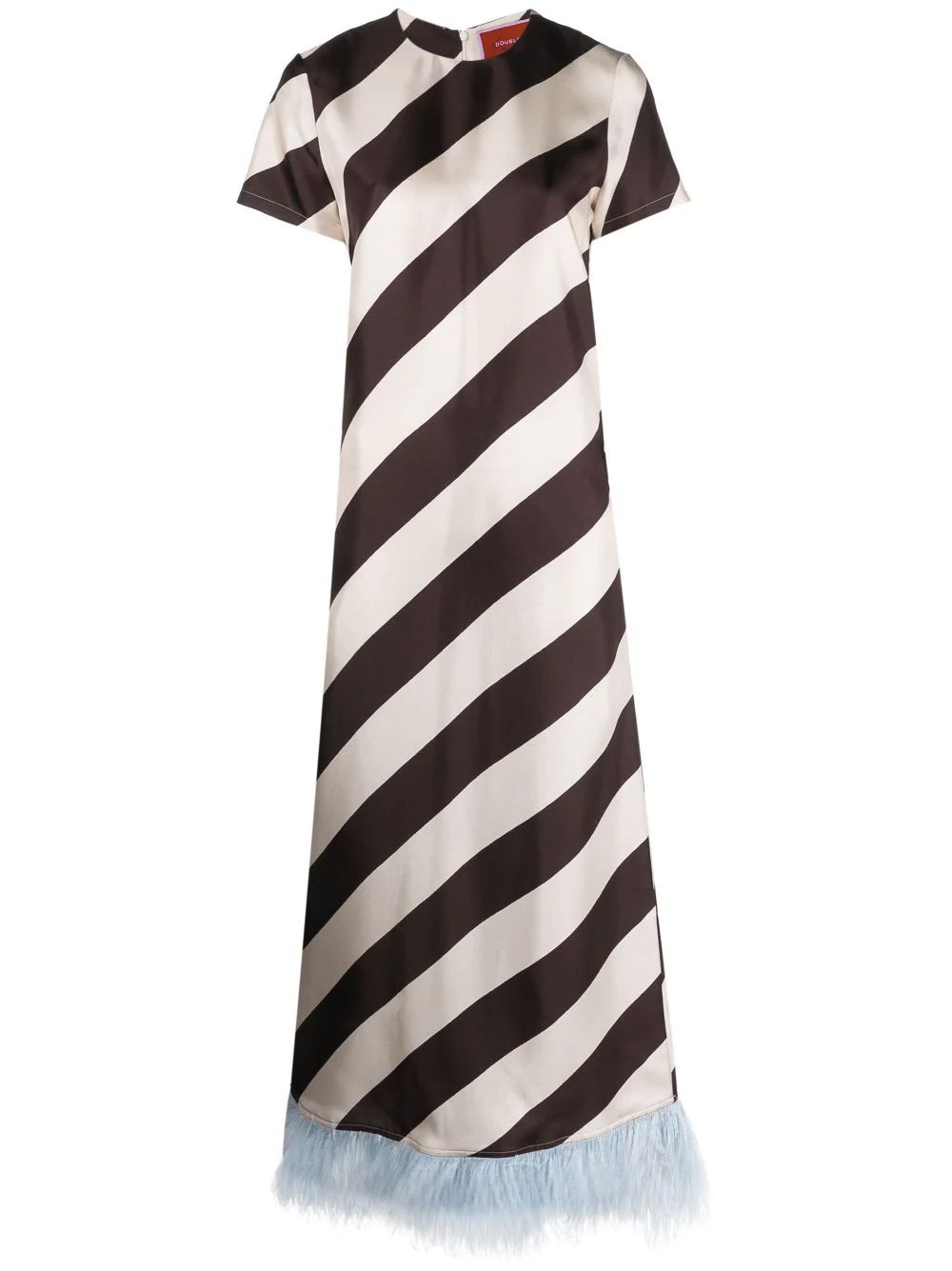 Swing feather-trim striped maxi dress | Farfetch Global