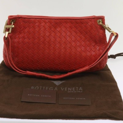 BOTTEGAVENETA INTRECCIATO Shoulder Bag Leather Orange Auth tb1036  | eBay | eBay US