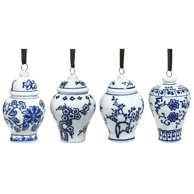 Bandwagon Mini Ginger Jar Ornaments, Set of 4 Porcelain Hanging Ornaments | Walmart (US)