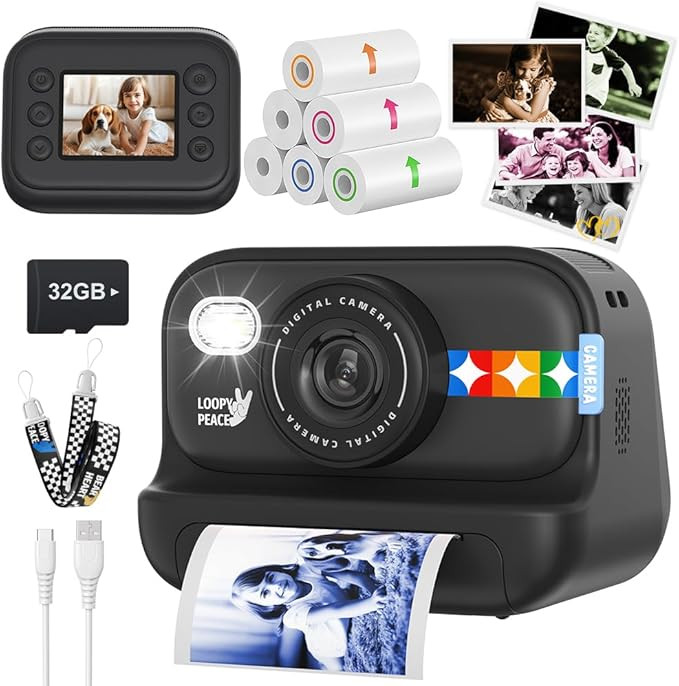Kids Color Instant Print Camera – Kids Camera with 5 Color Photo Paper, 48MP & 1080P Video, 21 ... | Amazon (US)