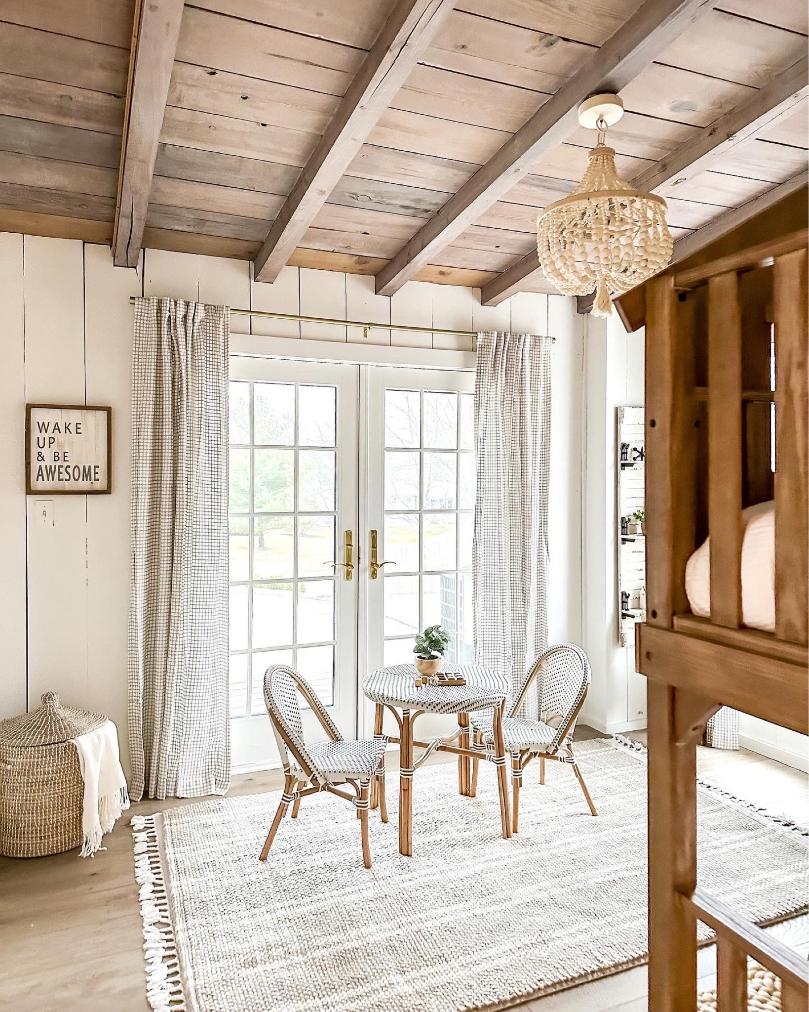 Bunk Room Makeover at the Lake House!✨

*Please Note:  In this room we used two rugs layered.  Both are linked below.

Kids room, bunk room, playroom, bunk beds, kids furniture, wood bead chandelier, throw blanket, studio mcgee checked rug, target curtains, baskets, coastal farmhouse, neutral decor

#LTKstyletip #LTKhome #LTKFind