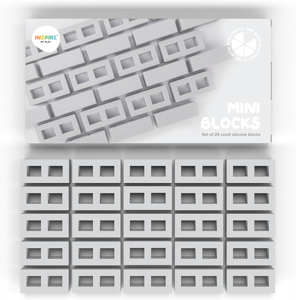 Inspire My Play 25 x Mini Silicone Building Blocks for Sensory Play and Messy Play - Construction... | Amazon (US)