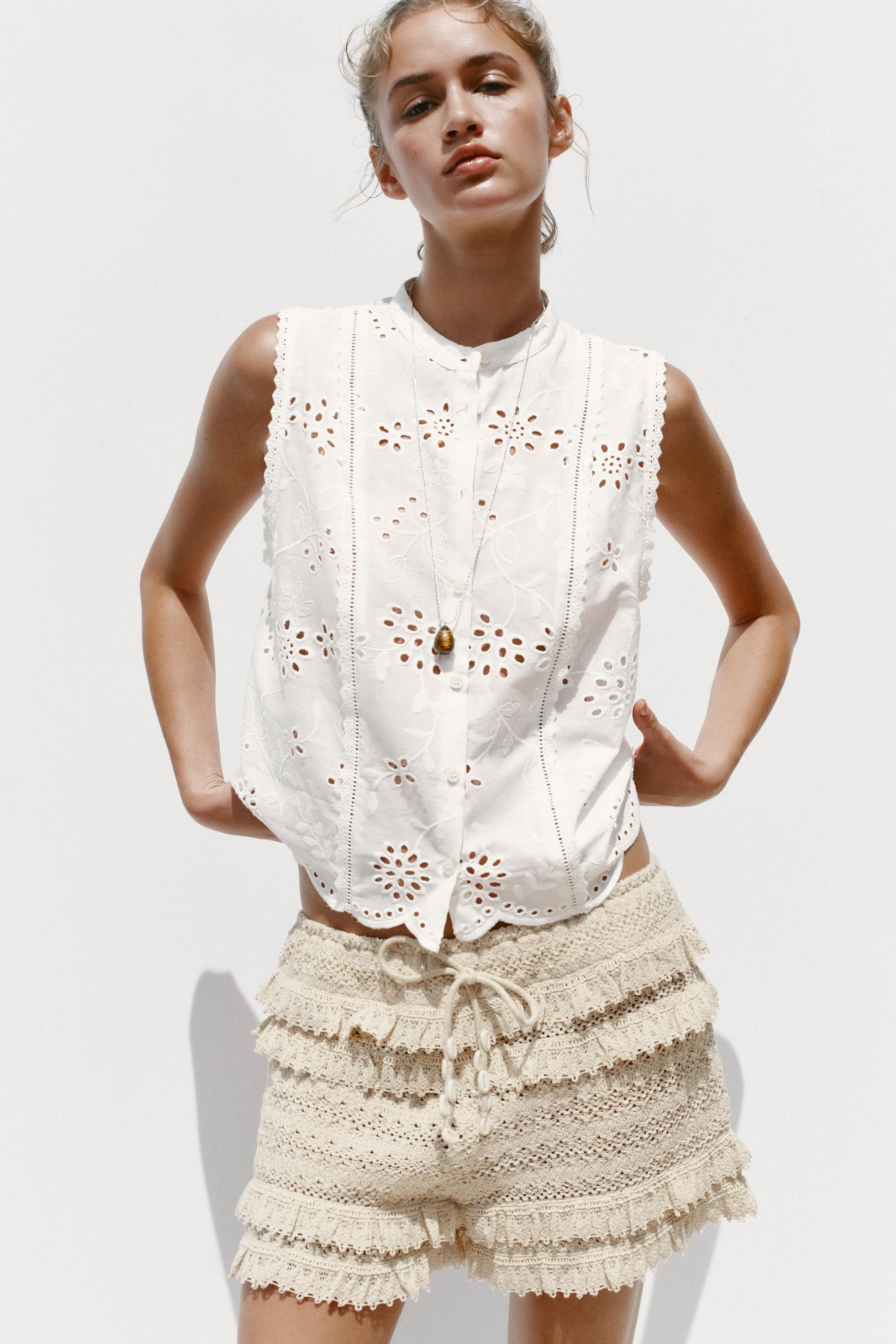 EMBROIDERED EYELET SHIRT | Zara US