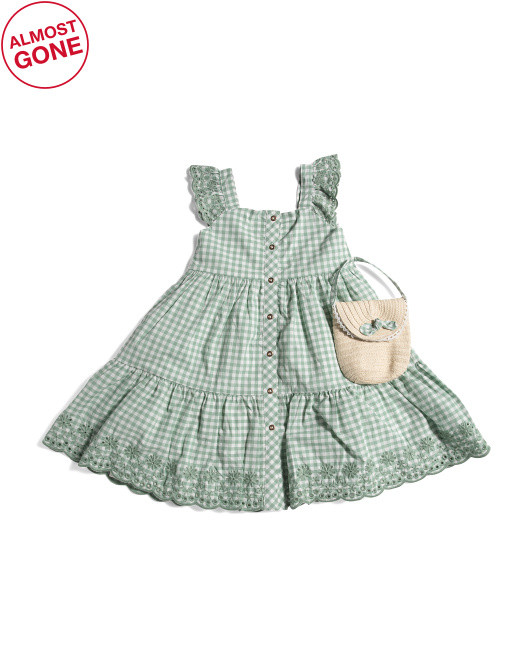 Girls Gingham Midi Dress With Purse | TJ Maxx