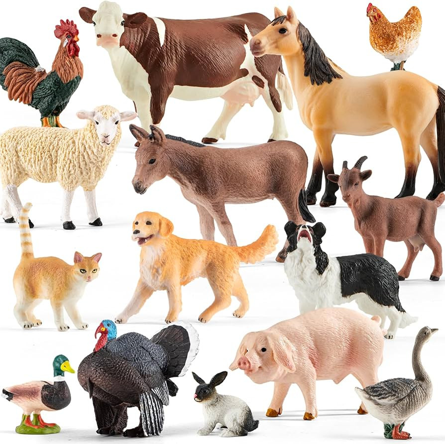 15 Pcs Farm Animal Toy for Toddler Kid, Plastic Toy Farm Animal Figure Set Playset Including Cow ... | Amazon (US)