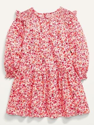 Floral-Print Smocked-Shoulder Dress for Toddler Girls | Old Navy (US)