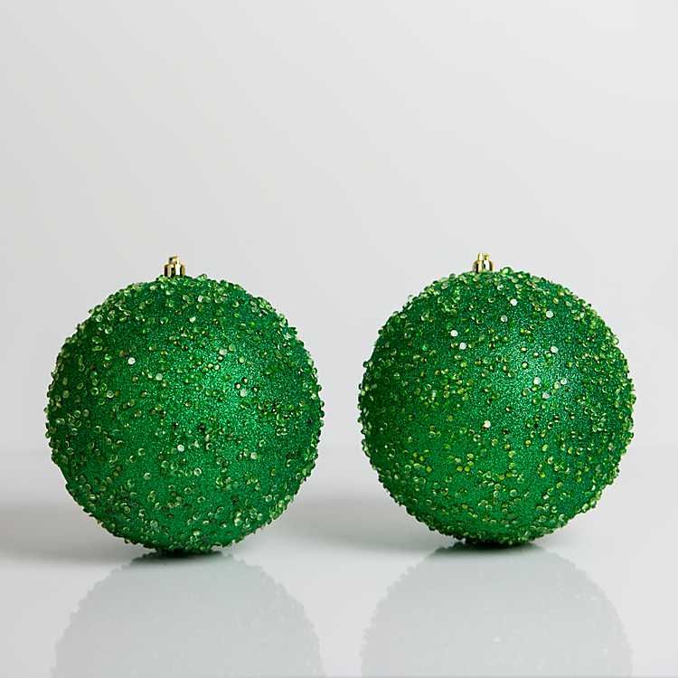 Green Beaded Sequins 2-pc. Ornament Set, 6 in. | Kirkland's Home