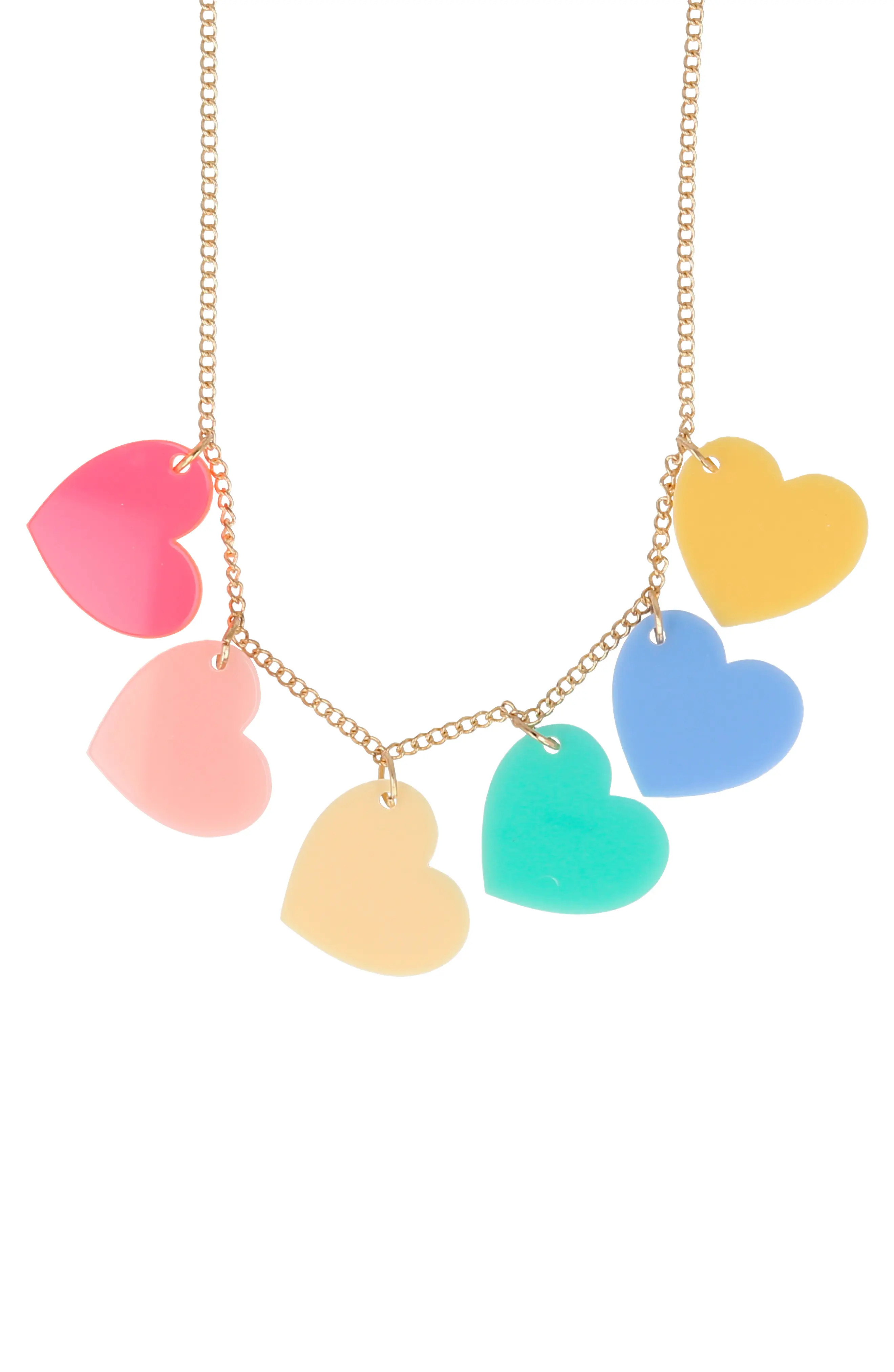 Meri Meri Kids' Rainbow Hearts Necklace in Gold/Multi at Nordstrom | Nordstrom