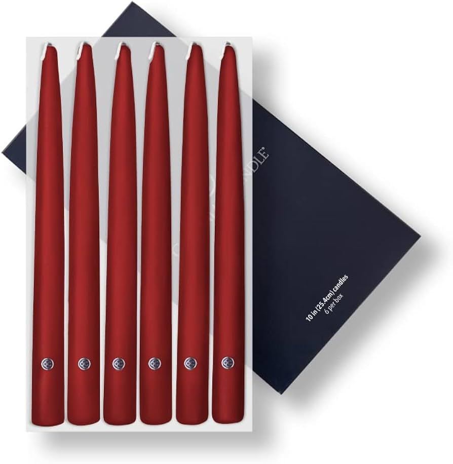 Colonial Candle Unscented Taper Candle, Handipt Collection, Red, 10 in, Pack of 6 Candlesticks - ... | Amazon (US)