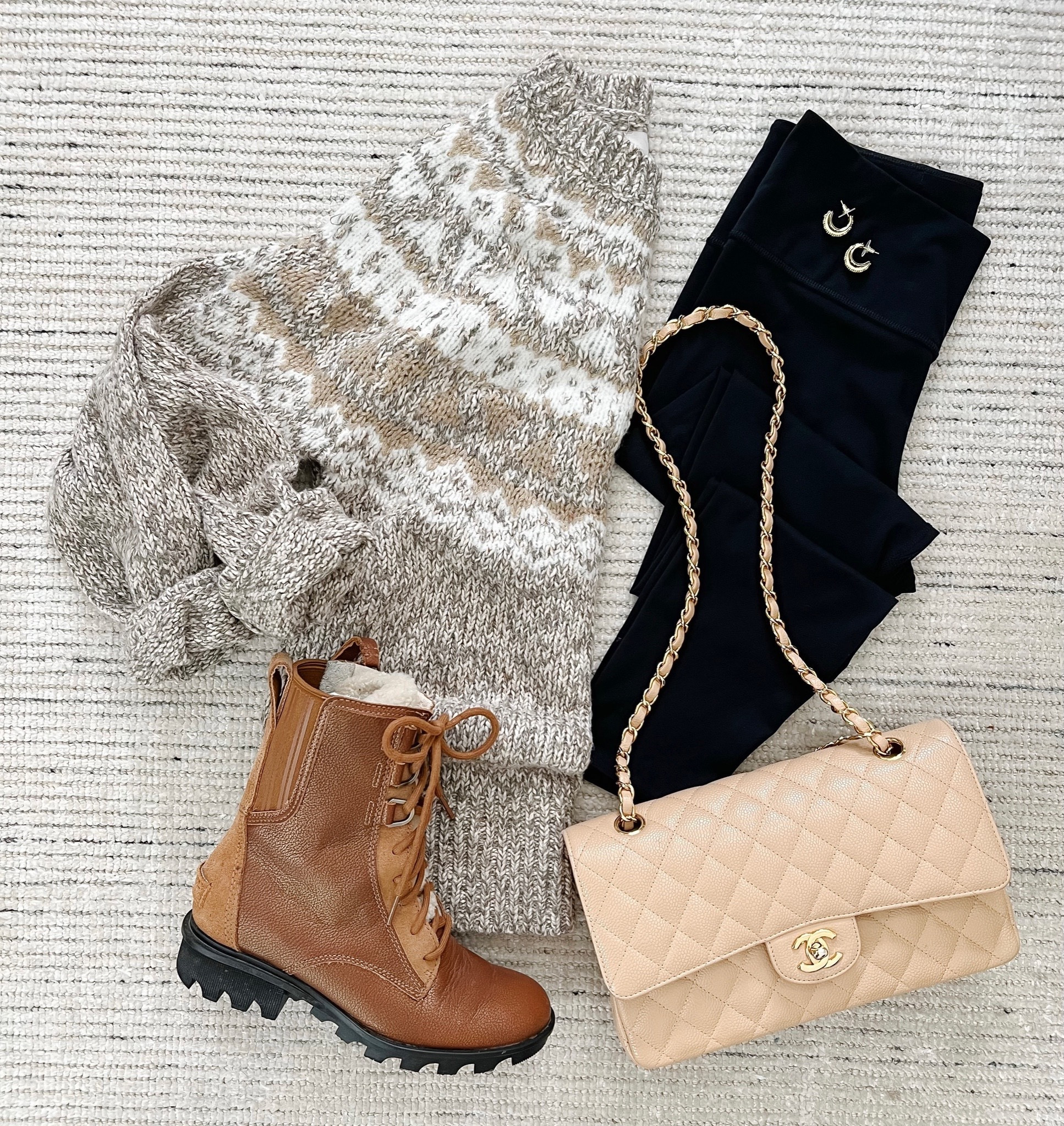 Casual winter outfit with my favorite fair isle sweater and Nike leggings! I love the mockneck on this and blouson sleeves! Great to style casually or dress up. Use code CYBER for 50% off my sweater!

#LTKsalealert #LTKSeasonal #LTKstyletip