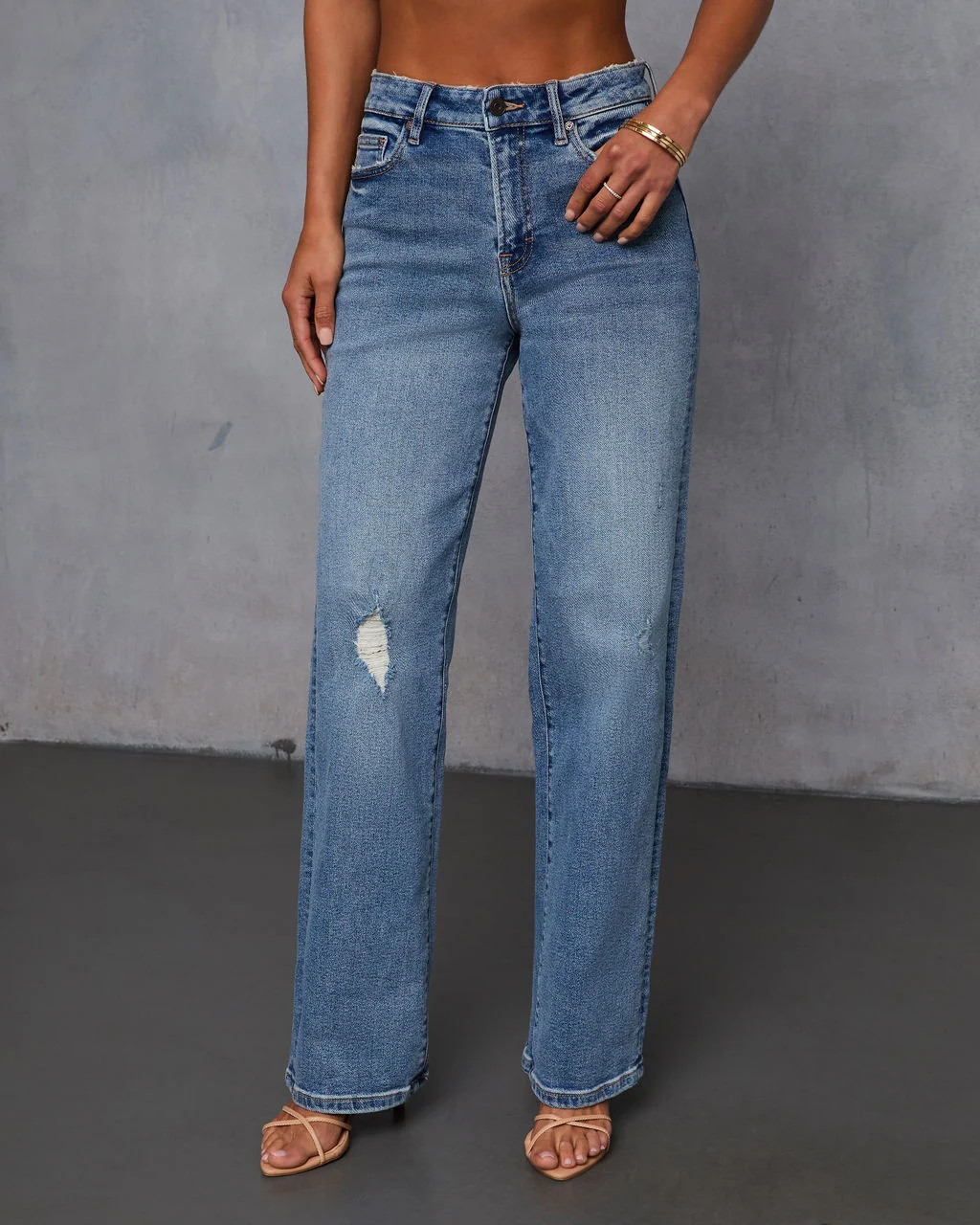 Karie Distressed Straight Leg Jeans | VICI