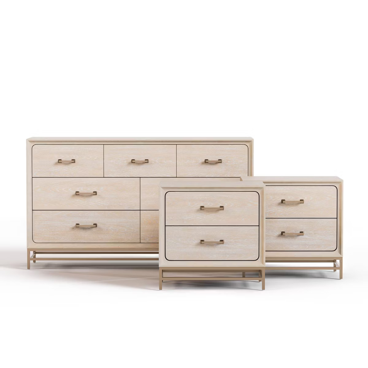 HOMES: Inside + Out 3pc Neovesi Wood 2 Nightstand and Dresser Set Boho Oak | Target