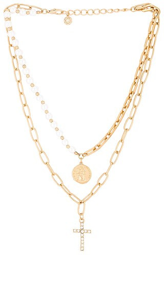 Layered Cross Necklace in Gold | Revolve Clothing (Global)