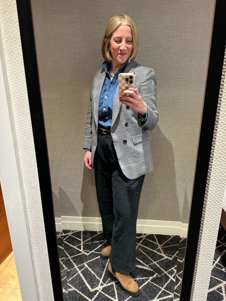 Love my London Looks!
Blazer (old Veronica Beard); buttons down size S; pants 8P; boots TTS 
