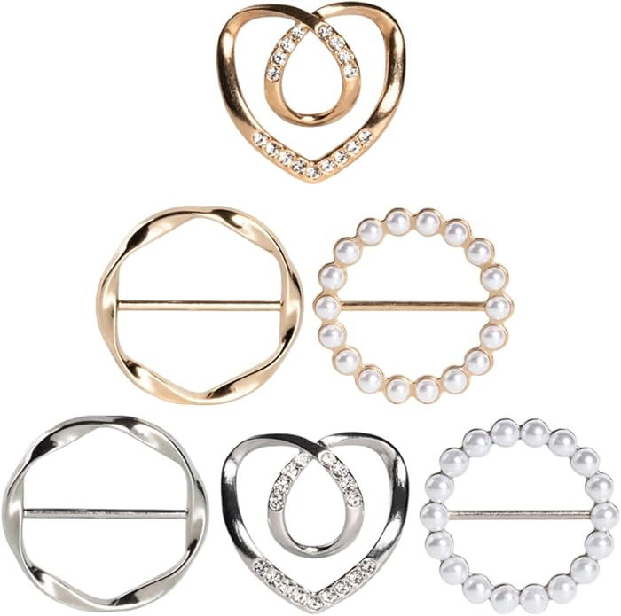 6PCS Cute Scarf Ring and Slides for Scarves, Premium T-Shirt Clips for Women Clothing, 3 Differen... | Amazon (US)