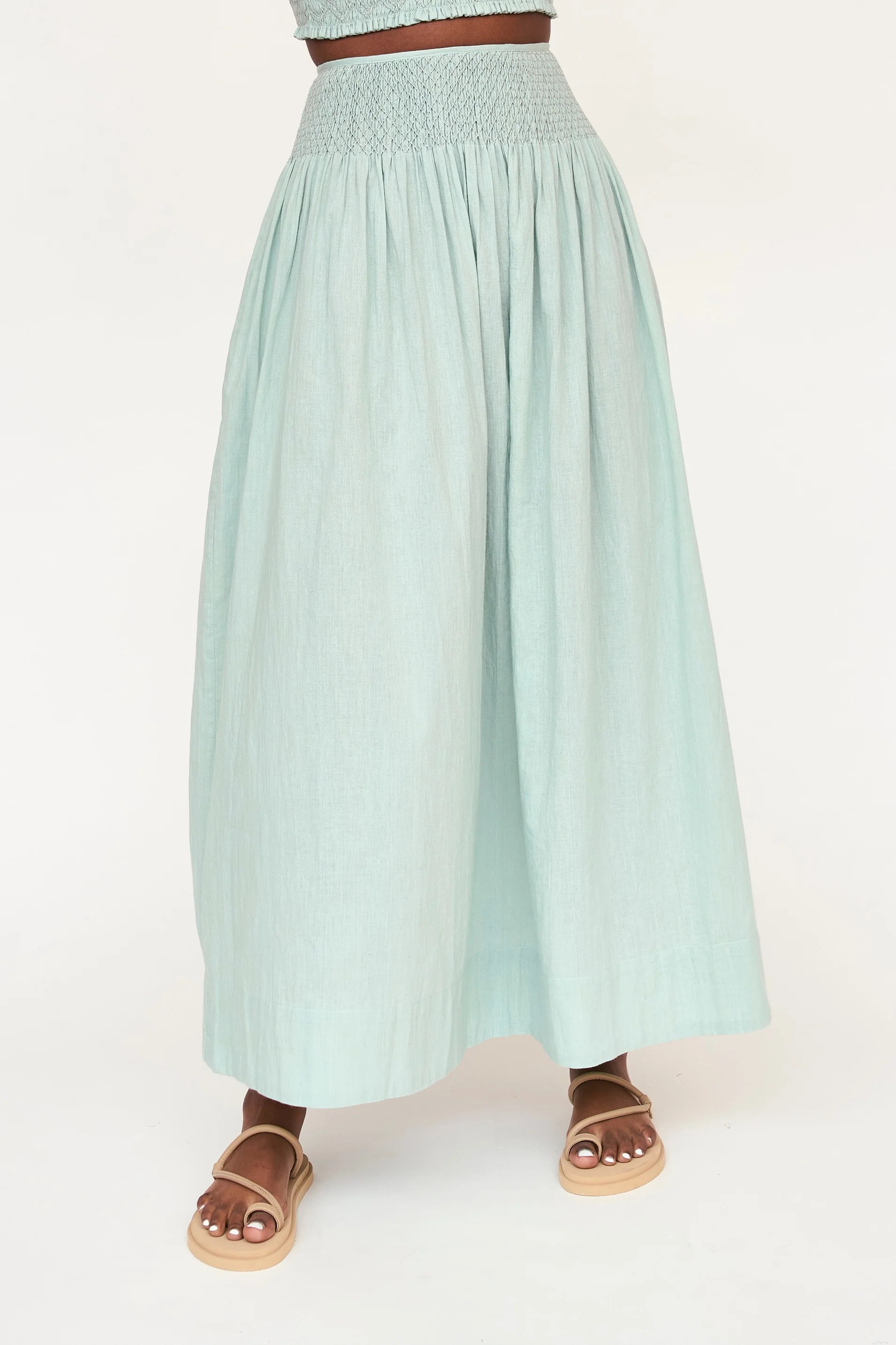 Savannah Smocked Skirt in Frost | MIRTH