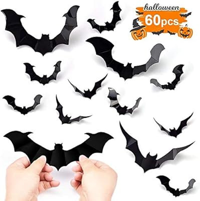 Hely Cancy Halloween Bats Decorations,60PCS PVC Bat Wall Decals Stickers,3 Styles 3D Removable Wa... | Amazon (US)