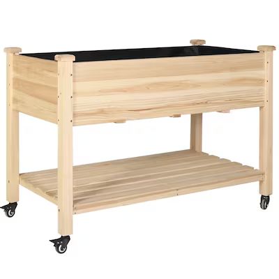 VEIKOUS 22.4-in W x 46.8-in L x 33-in H Elevated Natural Cedar Raised Garden Bed | Lowe's