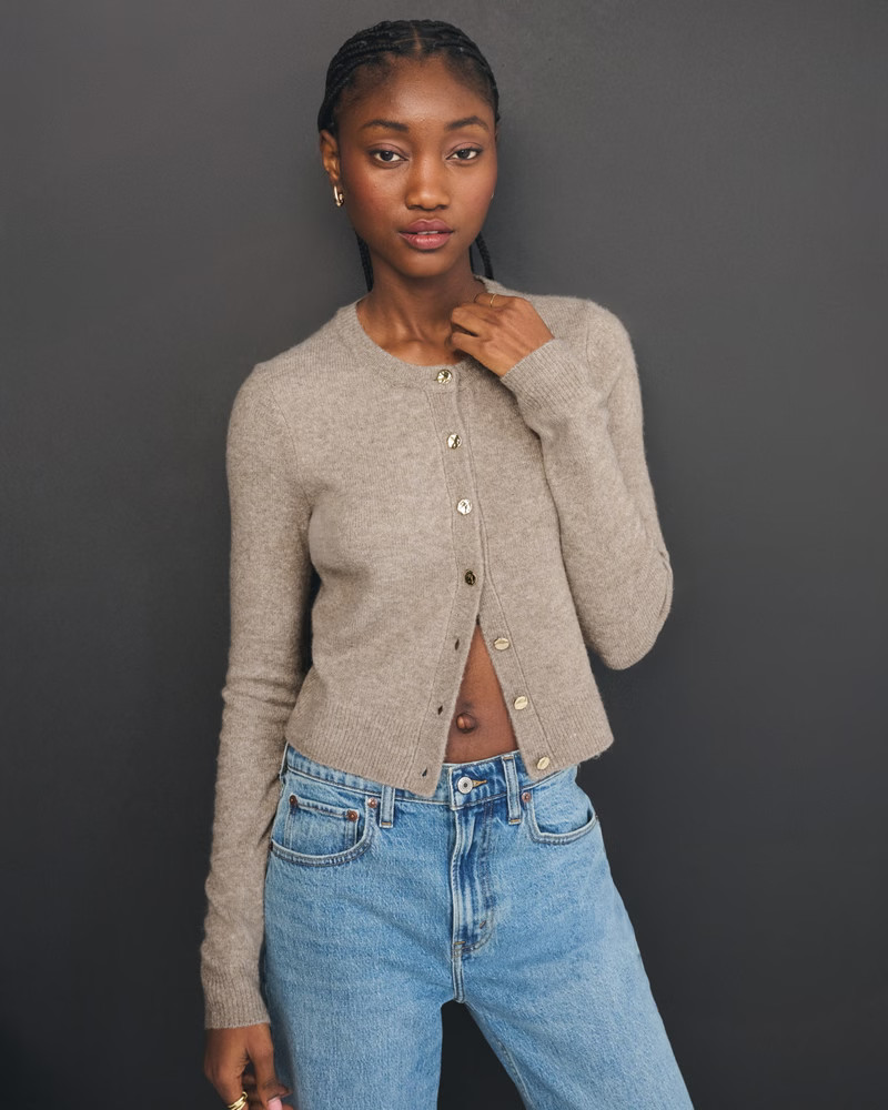 Shrunken Crew Cardigan | Abercrombie & Fitch (US)