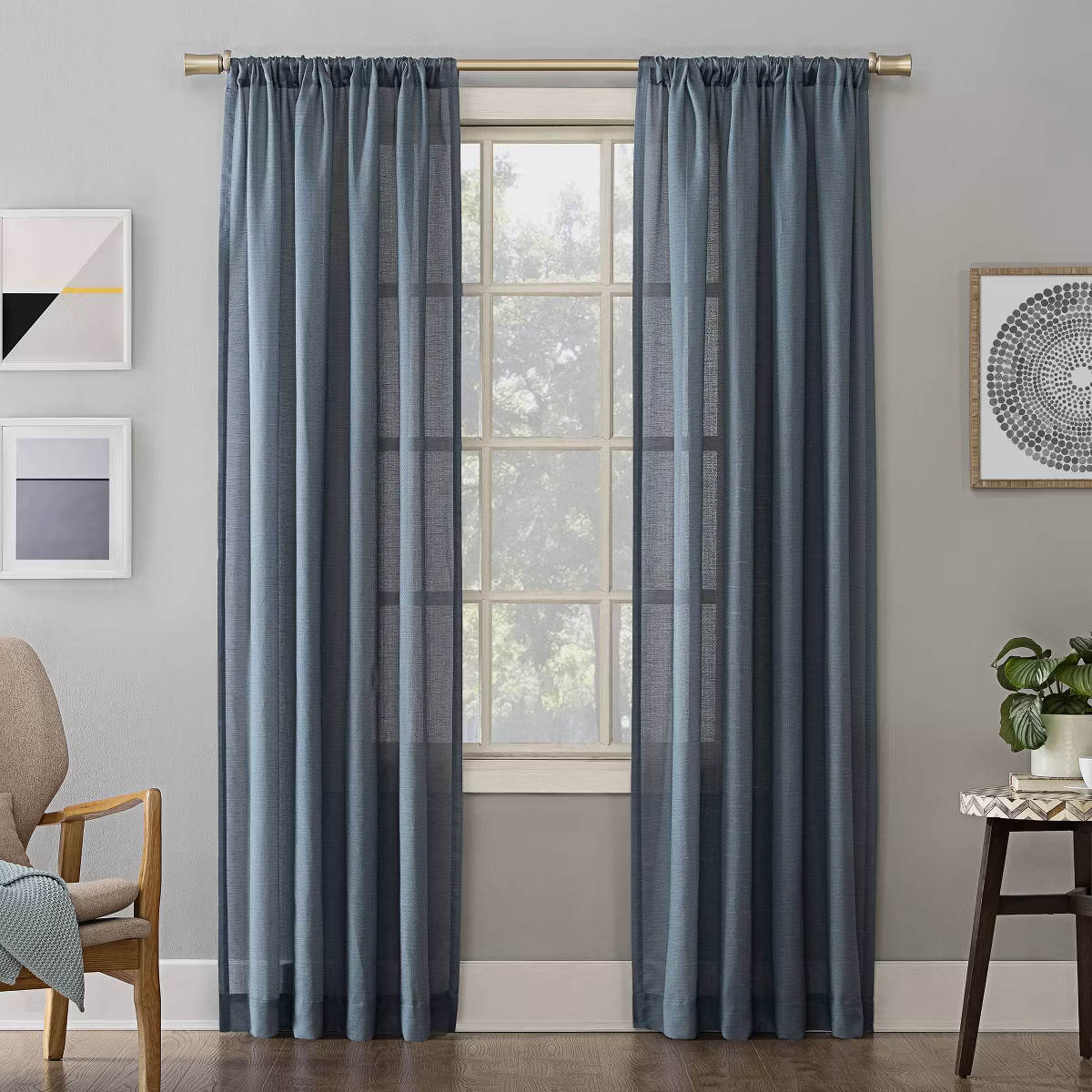 Linen Blend Textured Sheer Rod Pocket Curtain Panel - No. 918 | Target