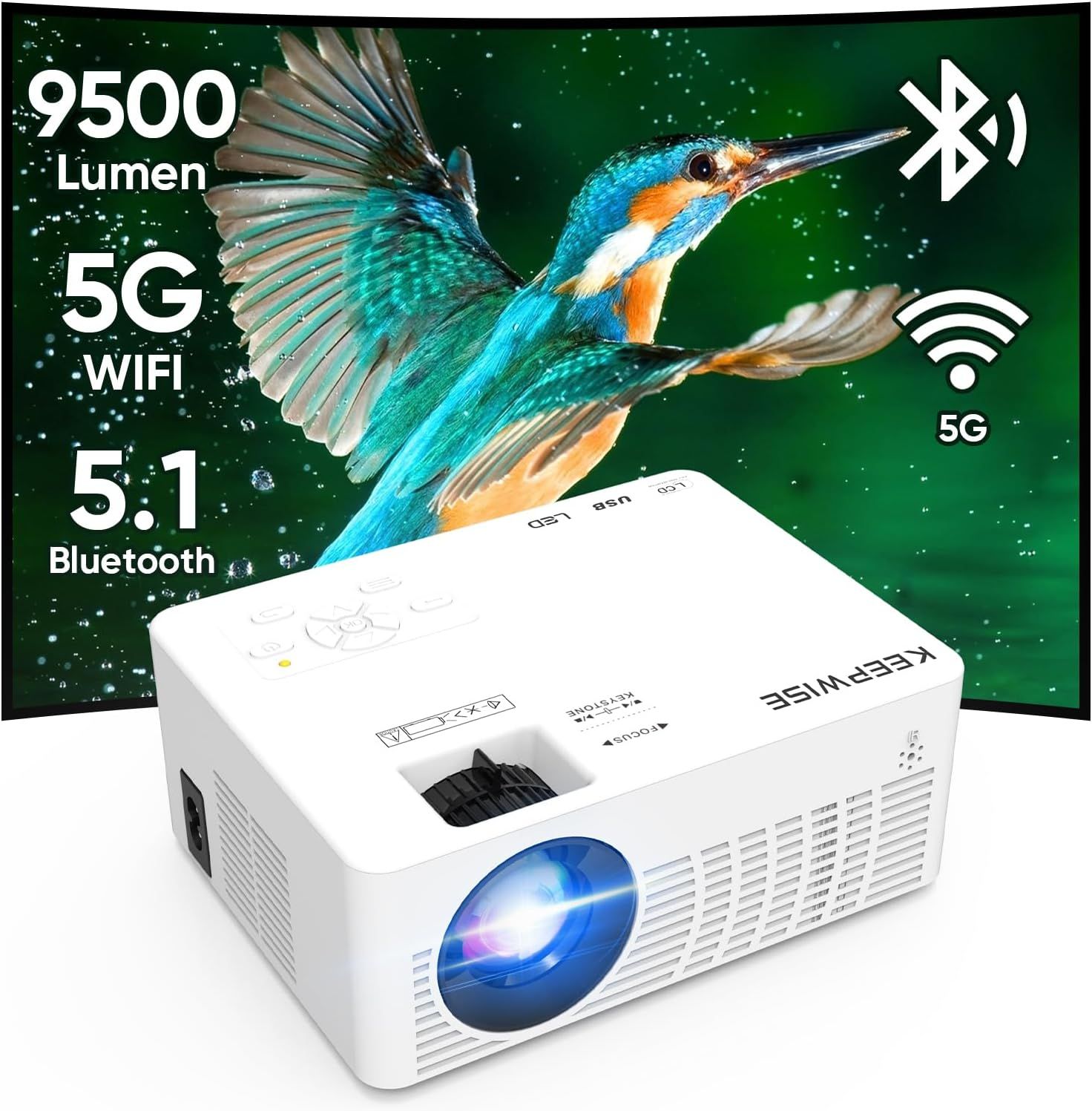 Mini Projector, 2023 Projector with WiFi and Bluetooth, 9500 Lux Movie Projector, 1080P Full HD S... | Amazon (CA)