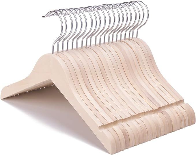 Nature Smile 20 Pack Unfinished/Natural Kids Baby Children Toddler Wooden Shirt Dress Coat Hanger... | Amazon (US)