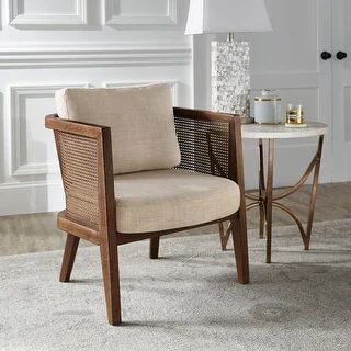 Celann Walnut Finish Fabric Cane Accent Chair by iNSPIRE Q Modern | Bed Bath & Beyond