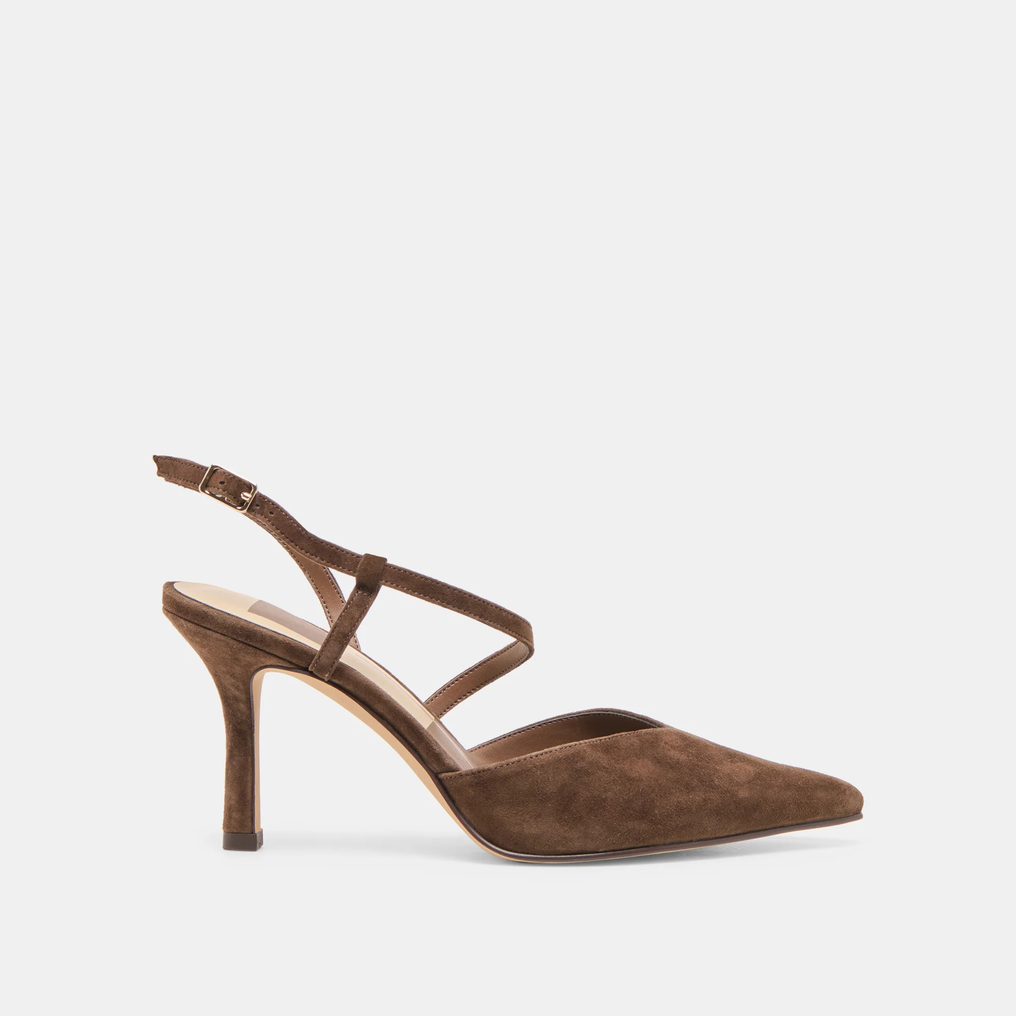 Kamra Heels Dk Brown Suede | DolceVita.com