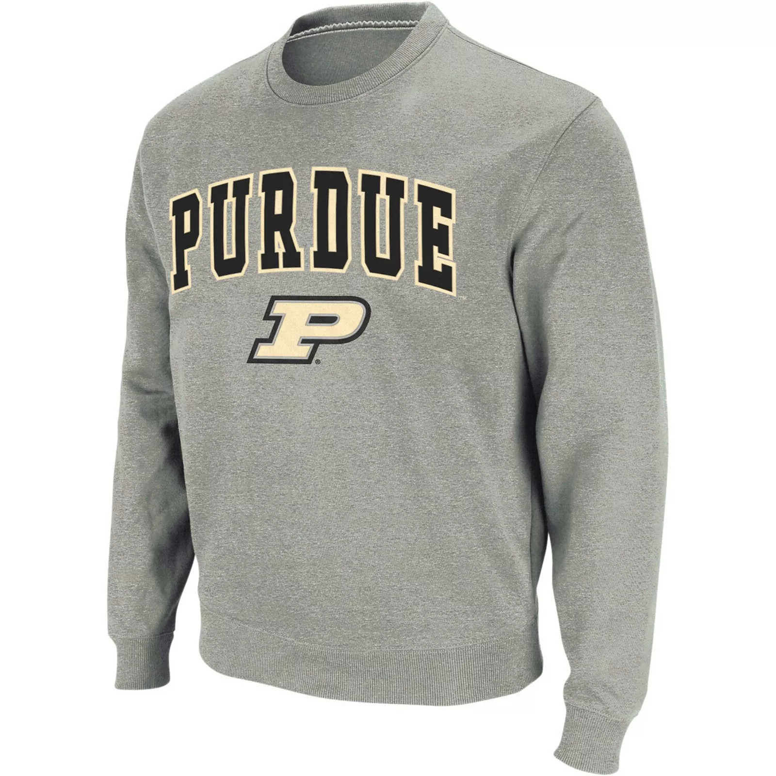 Men's Colosseum Heather Gray Purdue Boilermakers Arch & Logo Crew Neck Sweatshirt, Size: 3XL, Grey | Kohl's