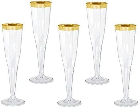 Oojami 100 Plastic Classic Champagne Disposable Flutes for Parties Plastic cups Wedding Party Toa... | Amazon (US)
