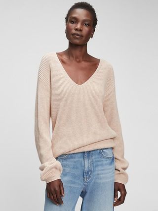 Puff Sleeve V-Neck Sweater | Gap Factory