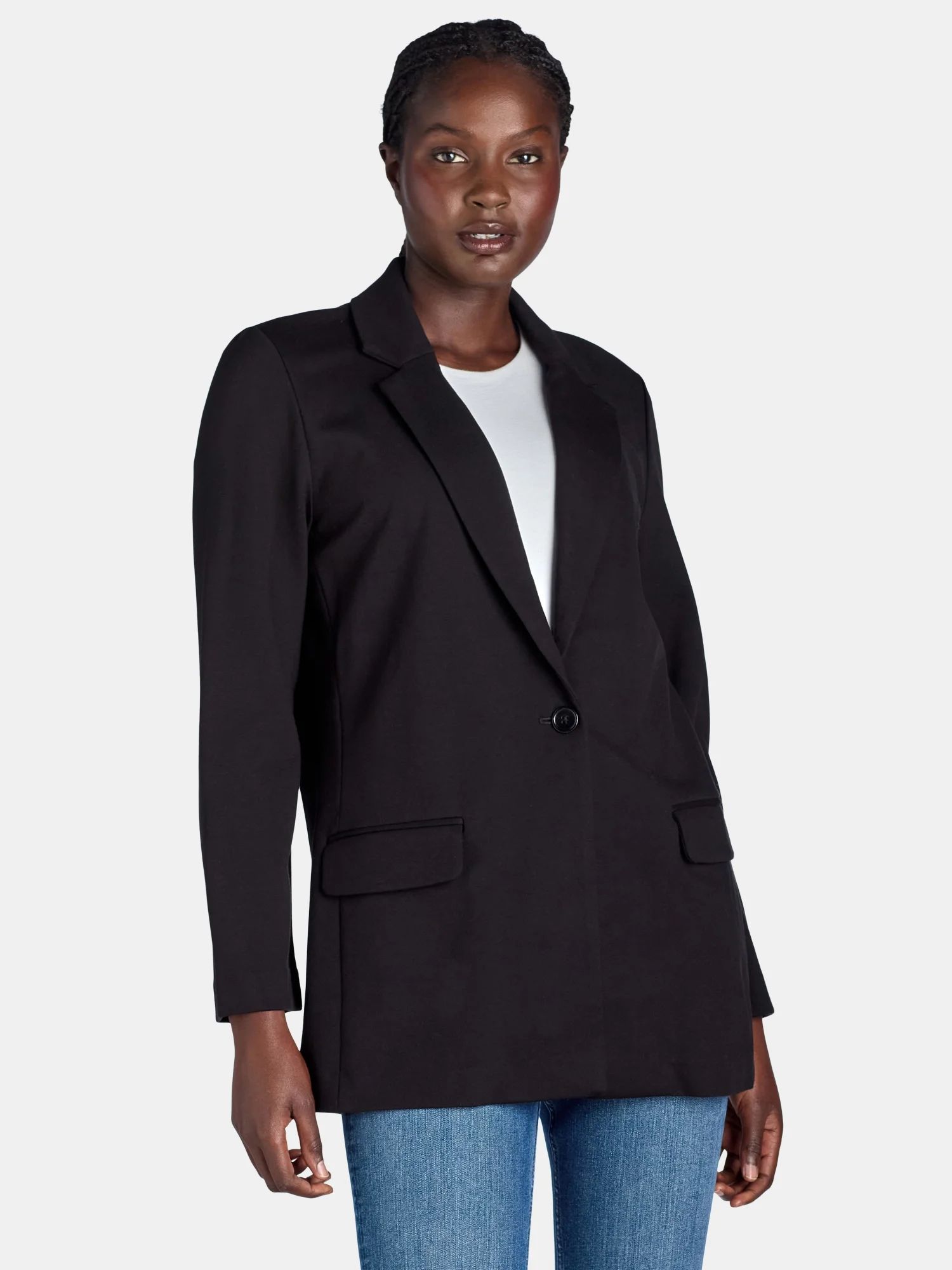 Time and Tru Women's Ponte Knit Blazer, Sizes XS-XXXL | Walmart (US)