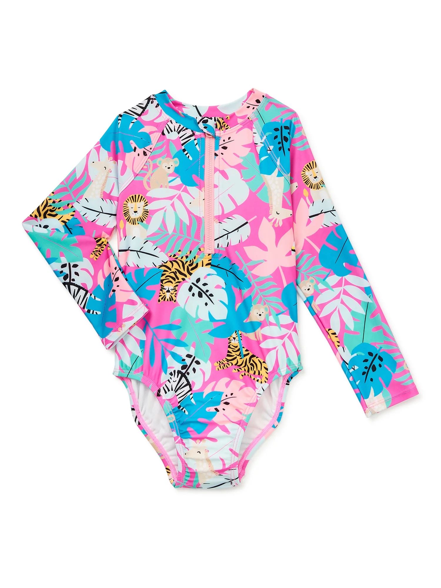 Wonder Nation Baby and Toddler Girl One-Piece Rash Guard Swimsuit, Sizes 12M-5T - Walmart.com | Walmart (US)