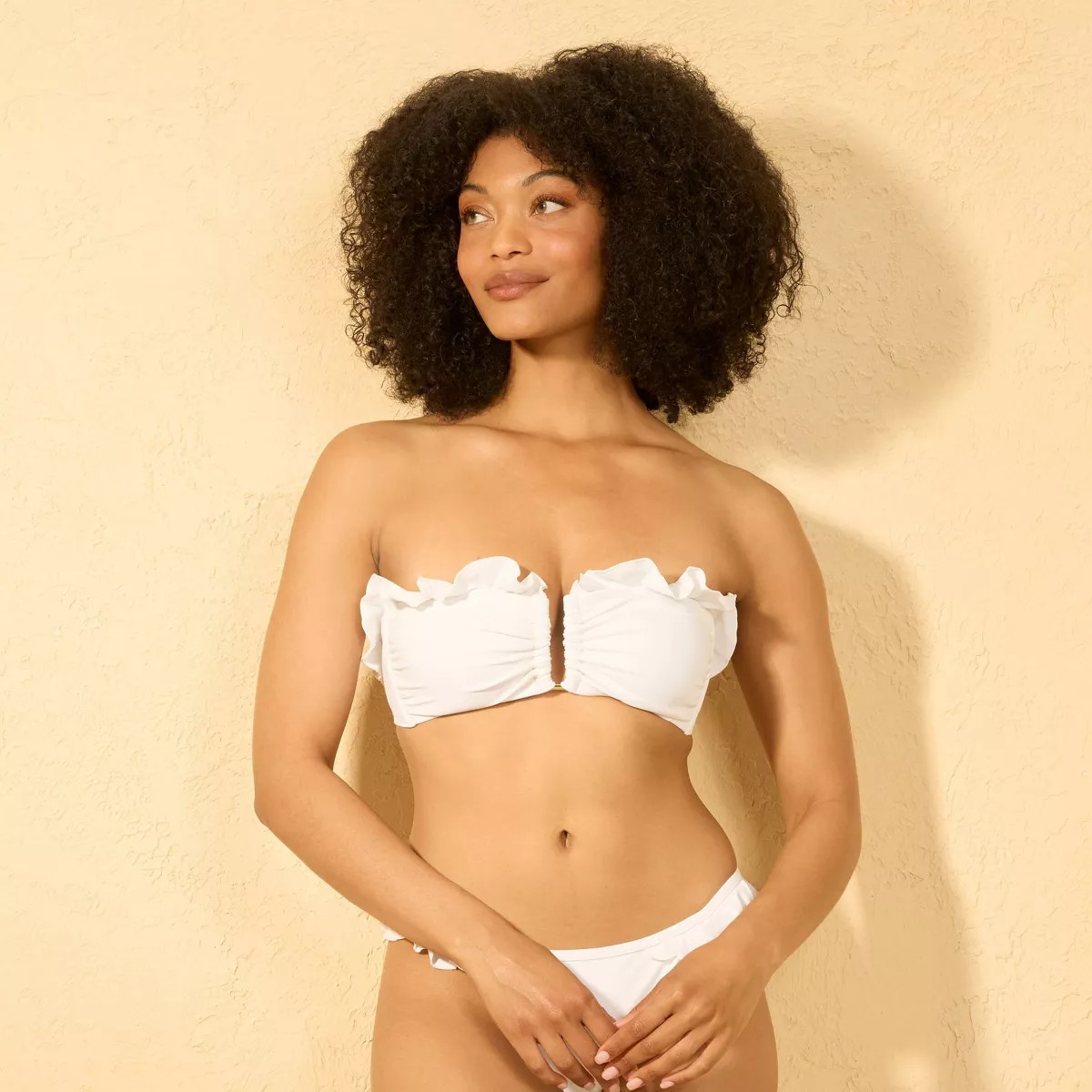 Women's Ruffle U Wire Bandeau Bikini Top - Shade & Shore™ White | Target